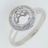 Sterling Silver Semi Mount Ring Setting Round Rd 8x8mm Halo White Topaz - Syzjewelry